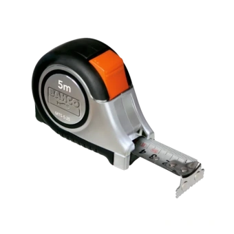 Рулетка 5 м. полотно из нержавеющей стали с нейлоновым покрытием. автоматический стопор. магнит