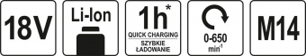YATO Міксер акумуляторний YATO : Li-Ion 18 В, кріплення М14. 650 об/хв,(БЕЗ АКУМУЛЯТОРА)  | YT-82881