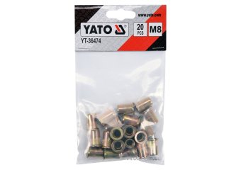 YATO Нітогайка сталева YATO; М8, l= 18 мм, 20 шт.  | YT-36474