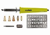 LUND Паяльник-випалювач (по дереву) мережевий : P=30Вт, макс. t= 400°C, з наконечниками, 11 елем. | 