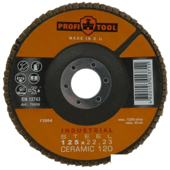 Круг шлифовальный лепестковый PROFITOOL INDUSTRIAL 125x22.23 мм, CERAMIC 120