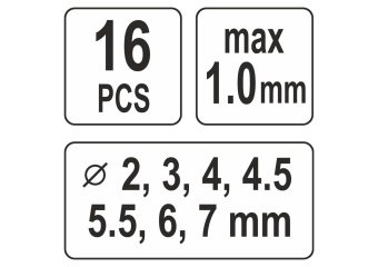 YATO Кліщі для проколювання отворів YATO в листов. металі ≤ 1 мм, 14 насадок Ø= 2-7 мм, 16 шт + кейс