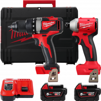 MILWAUKEE Набір інстр.акум., M18 BLPP2B3-502X (BLDD2, BLIDR, зар.пр., 2акум.Х5Аг, HDкейс)