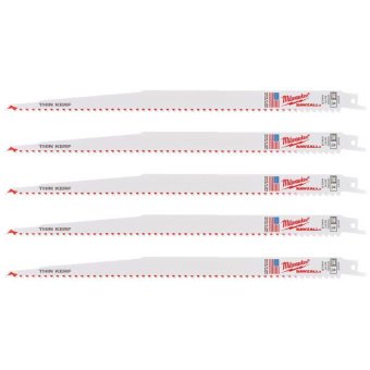 MILWAUKEE Полотно для шабельних пил THIN KERF FANG TIP, 300х5,0мм, (5шт), (деревина з цвяхами)