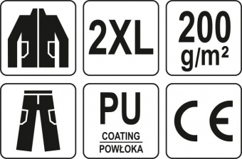 YATO Костюм з капюшоном водонепроникний YATO,розм.XXL,100%поліестр покритий PU,3 кишені,з вент.отвор