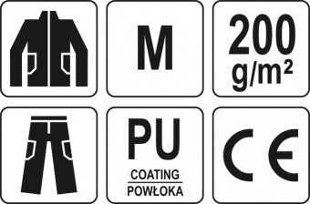 YATO Костюм з капюшоном водонепроникний YATO,розм.M,100%поліестр покритий PU,3 кишені,з вент.отворам