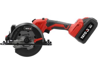 Пила дискова акумуляторна YATO: Li-Ion 18 В 4 АГод, для диска Ø=140/20 мм, 24 зуби, глиб р- 51-32 мм