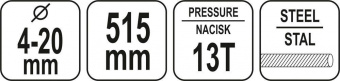 YATO Ножиці до дроту YATO гідравлічні : L= 515 мм, Ø= 4-20 мм  | YT-22872