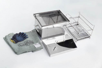 Коптильня с гидрозатвором из нержавеющей стали толщина 1,5мм 400*300*330мм с чехлом и перчатками СИЛ