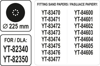 YATO Насадка кругла для шліфмашин YT-82340 і YT-82350 YATO : Ø225 мм  | YT-82353