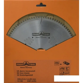 Диск пильный для прецизионных пропилов PROFITOOL - 250х2.2х1.6х30 мм Z=100, зуб XWF (ATB) (2125001)