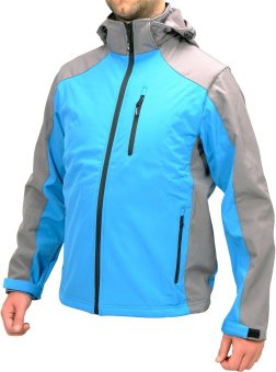 YATO Куртка робоча SOFTSHELL з прикріпн капюшоном YATO розм S, синьо-сіра, 3 кишені, 96% поліес і 4%