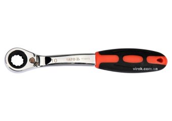 YATO Ключ накидний, вигнутий з тріщаткою YATO: М10, HRC 42-48, Cr-V, з прогумов. ергономічною ручкою