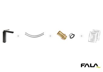 FALA Змішувач води для умивальника високий "NOIR 1" з кульовим регулятором, латунний(DW) | 75881