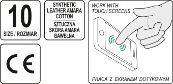 YATO Рукавиці робочі чорно-сірі YATO : для сенсорних екранів, штучна шкіра+бавовняний трикотаж, розм