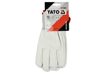 YATO Рукавиці робочі білі з червоною крайкою YATO : бавовна + шкіра, розмір 10  | YT-74645