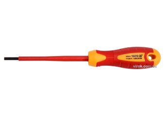 YATO Викрутка плоска діелектрична ізольована YATO : шліц SL3.5 x 100 мм. VDE до 1000V  | YT-28174