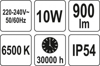 YATO Прожектор з SMD-діодним випром.і датчиком руху YATO: 10 Вт, 230В, 900 лм,кут-120°, 14 діодів (D