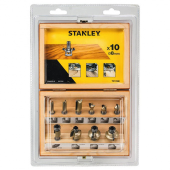 STANLEY STA80020 Набор фрез для ручного электрического фрезера в кейсе. В наборе 10 разных фрез
