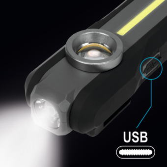 Ліхтар діодний з 3 режимами Vorel акумулят. 3,7 В, 1,5 АГод настільний на шарнірах, 300/300/210 Lm