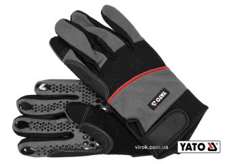 YATO Рукавиці робочі з застібкою-липучкою YATO : штучна шкіра + синтетична тканина, розмір 10  | YT-