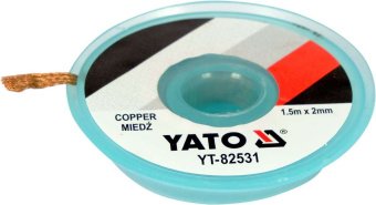 YATO Стрічка плетена з міді для очищення від припою YATO, l= 1,5 м, W= 2 мм в котушці в корпусі  | Y