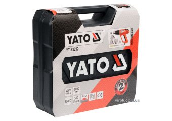 YATO Фен технічний мережевий YATO : P= 2000 Вт 0~550°C, з регулятором темп-ри, 5 t°.реж + 6 аксесуар