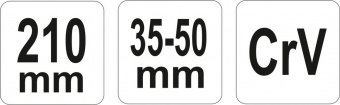 YATO Ключ гаковий з носиком на шарнірі в діапаз. M= 35-50 мм YATO, Хр-Ванад., L= 210 мм  | YT-01671