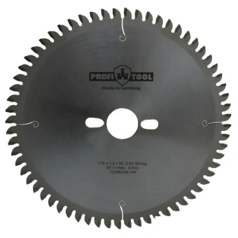 Диск пильный по алюминию 216х3.2х2.6х30 мм, Z=64, форма зуба TFneg, поперечный рез PROFITOOL