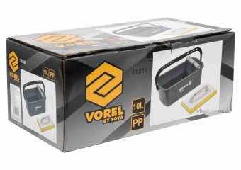 VOREL Відро для плиточних робіт з валиком і теркою з губкою пластикове: 10 л, 41.5х 22х 17.5 см  | 0