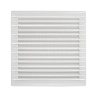 Решітка вентиляційна 172х172 мм, розємна, з пласт. сіткою, нахилені жалюзі, фланець 140х140 мм Air