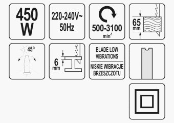 YATO Электролобзик с низкой вибрацией 450 Вт YATO YT-82274