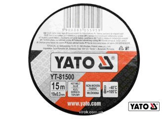 YATO Стрічка ізоляційна ХБ YATO 15м x19x0.3 мм (тканинна) t= -40°С +105°С для мотання пучків кабелів
