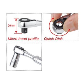 Трещотка мини 1/4" TOPTUL 60 зубцов, быстрый диск CHDU0801
