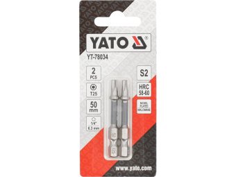 Насадка викруткова YATO TORX T25 х 50 мм. HEX 1/4", покрита нікелем, 2 шт.[10]