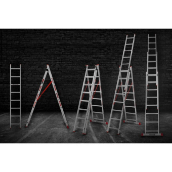 Драбина алюмінієва 3-х секційна Квітка PRO (3х8 сходинок) (110-9308)