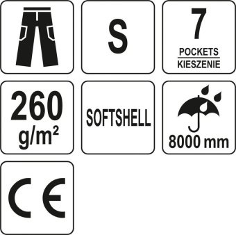 YATO Штани робочі для літнього сезону, чорні YATO, розмір S; 7 кишень, 94%- поліестер, 6%-еластан  |
