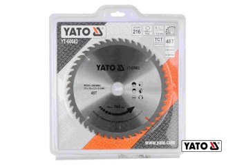 YATO Диск пиляльний победітовий по дереву YATO: 216х30х3.2х2.2 мм, 48 зубців, R.P.M до 7500 1/хв  | 