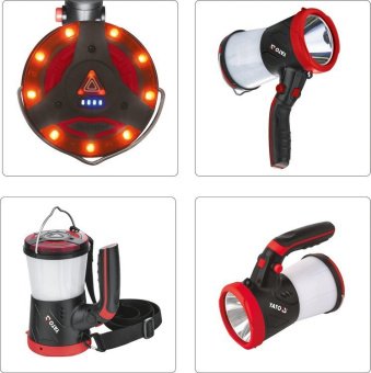 YATO Ліхтар LED-діодний акумулятор YATO Li-Ion 3.7В, 1Вт, 600-1200Лм з ручкою, зарядний USB пристрій