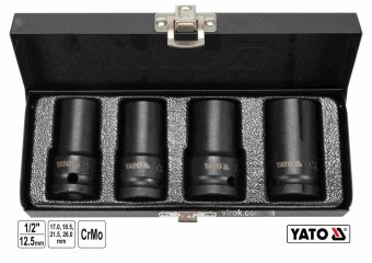 YATO Торцеві головки ударні для зриву гвинтів YATO: квадрат-1/2", L= 55 мм; М17, 18.5, 21.5, 26 мм, 