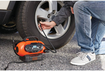 Компресор автомобільний акумуляторний BLACK + DECKER, Li-Ion, 18 В, вага 2 кг, без акумулятора