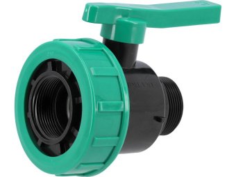 Кран кульовий до водяних пластикових труб  Ø= 3/2" Х 3/2" F/M-різьб FLO з поліпроп, для тиску 16Bar