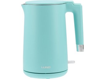 Електрочайник з термостатом з нержавіючої сталі LUND 1,5 л бірюзовий, 2200 Вт, живл від мережі 230 В