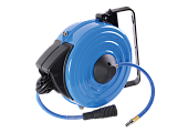 KING TONY Шланг воздушный 15м с быстросъемными фитингами в пластиковом кейсе с автоподмоткой EUROPE 