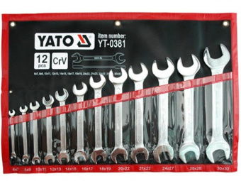 YATO Ключі ріжкові YATO : CrV, М= 6х7-30х32 мм, Набір 12 шт.  | YT-0381