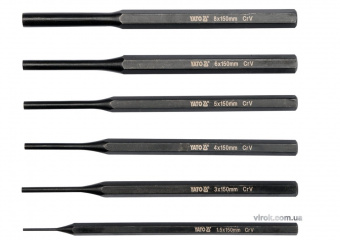 YATO Пробійники слюсарні YATO : Ø=1.5; 3; 4; 5; 6; 8 мм, l=150 мм, Набір. 6 шт.  | YT-47121