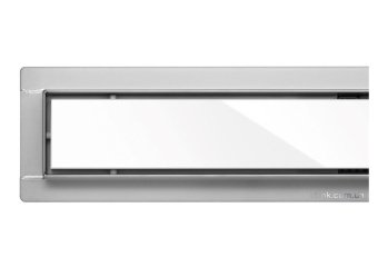 FALA Трап підлоговий для душу з нержавіючої сталі "WHITE GLASS" ; 90х 7х 7 см  | 75384