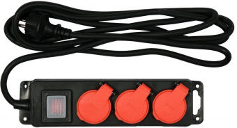 YATO Подовжувач ел.-мережевий YATO: l=3м, колодка з 3 гніздами і вмик, 3-жильний Ø=1,5 мм², з заземл