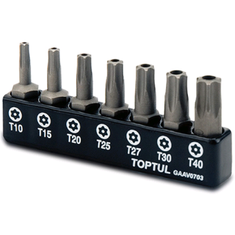 Набор бит TORX с отверстием TOPTUL 1/4" 7ед. (T10-T40) GAAV0703