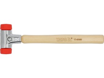 Молоток по бруківці YATO обух з високопружного ПЕ m= 830 г Ø= 50 мм, дерев'яна ручка, заг l= 385 мм